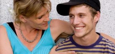teen boy with mom