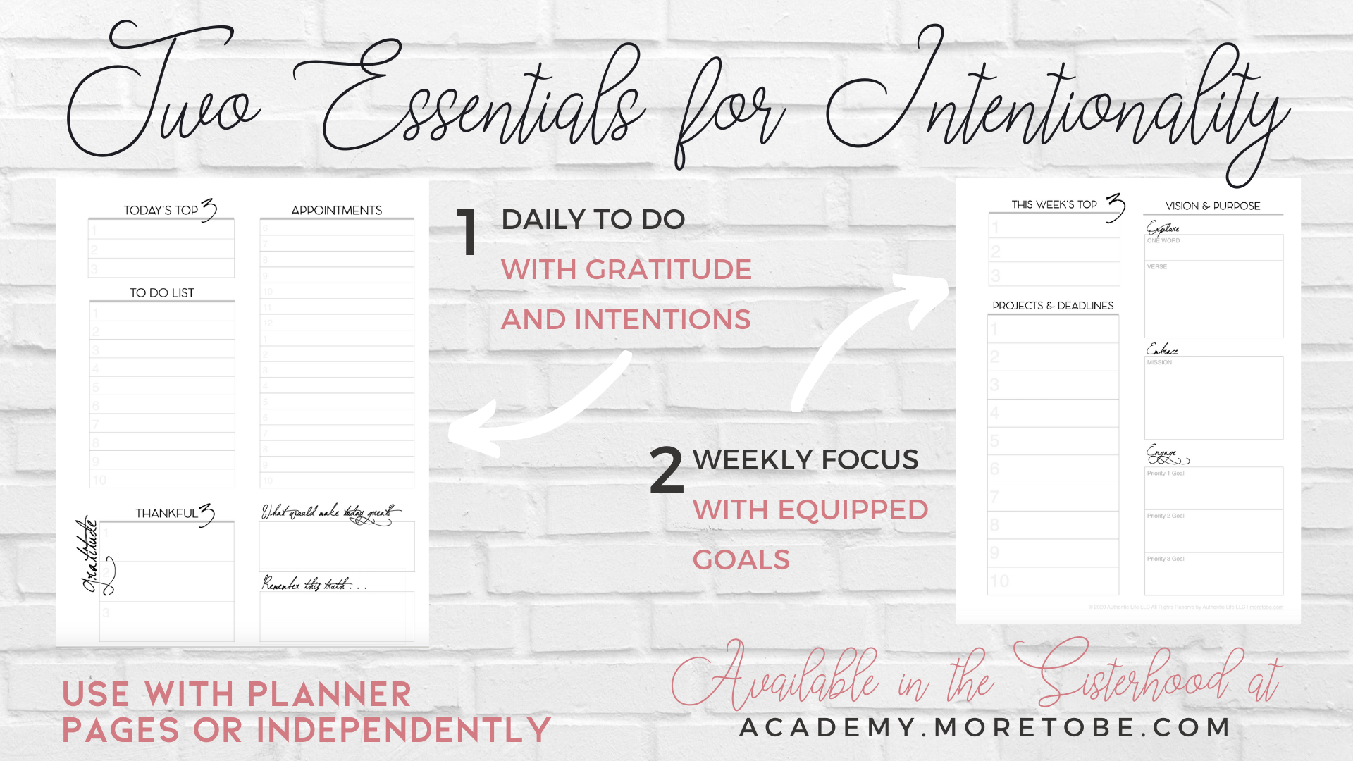 Equipped Intentionality Worksheets