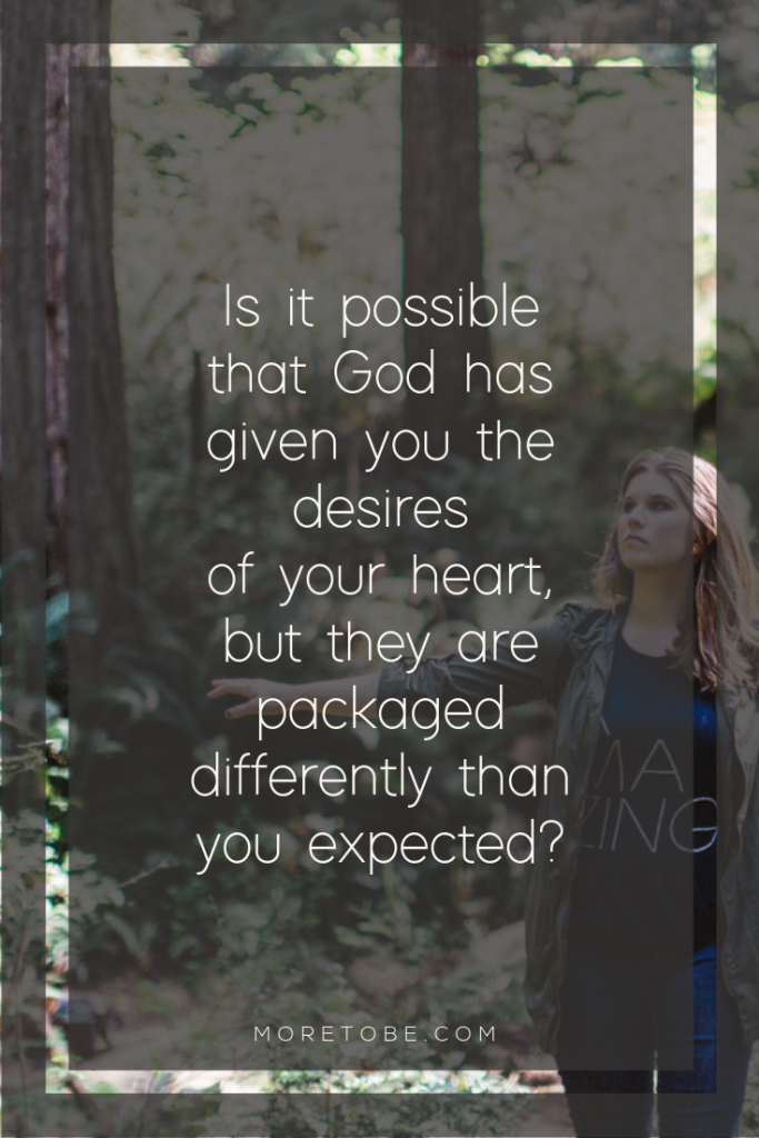 Is it possible that God has given you the desires of your heart, but they are packaged differently than you expected? #moretobe #devotional #christianwomen #bibletruth